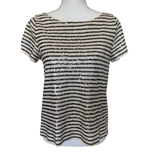 J.Crew Sequin Stripe Shirt Size S Black White - Picture 8 of 9
